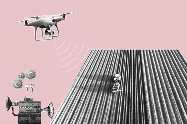 Illustration. AI aided farming.