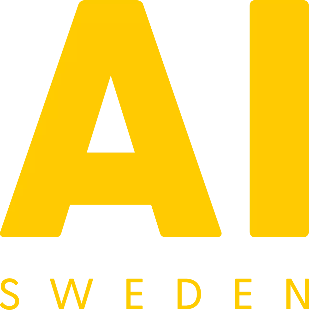 AI Sweden text logo. Illustration. 