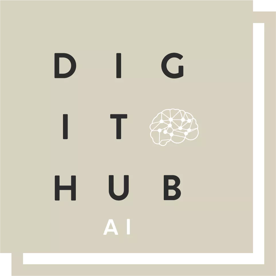Logo med gestalttext. Digit Hub AI:s projektlogo. 